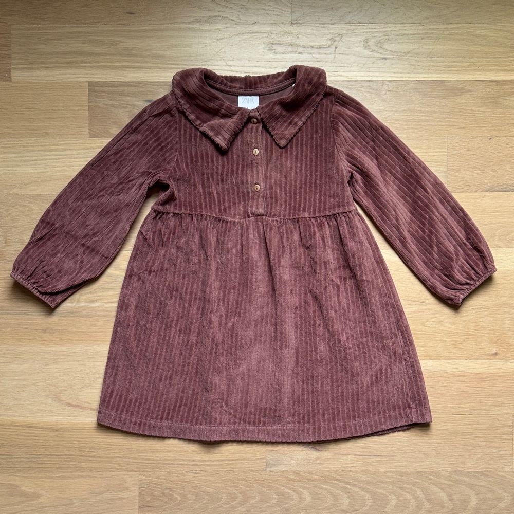 Girls’ Zara Mauve Pink Corduroy Dress - Size 4-5 Years